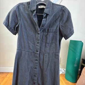 Madewell Black Lunar Wash Denim Shirt Dress